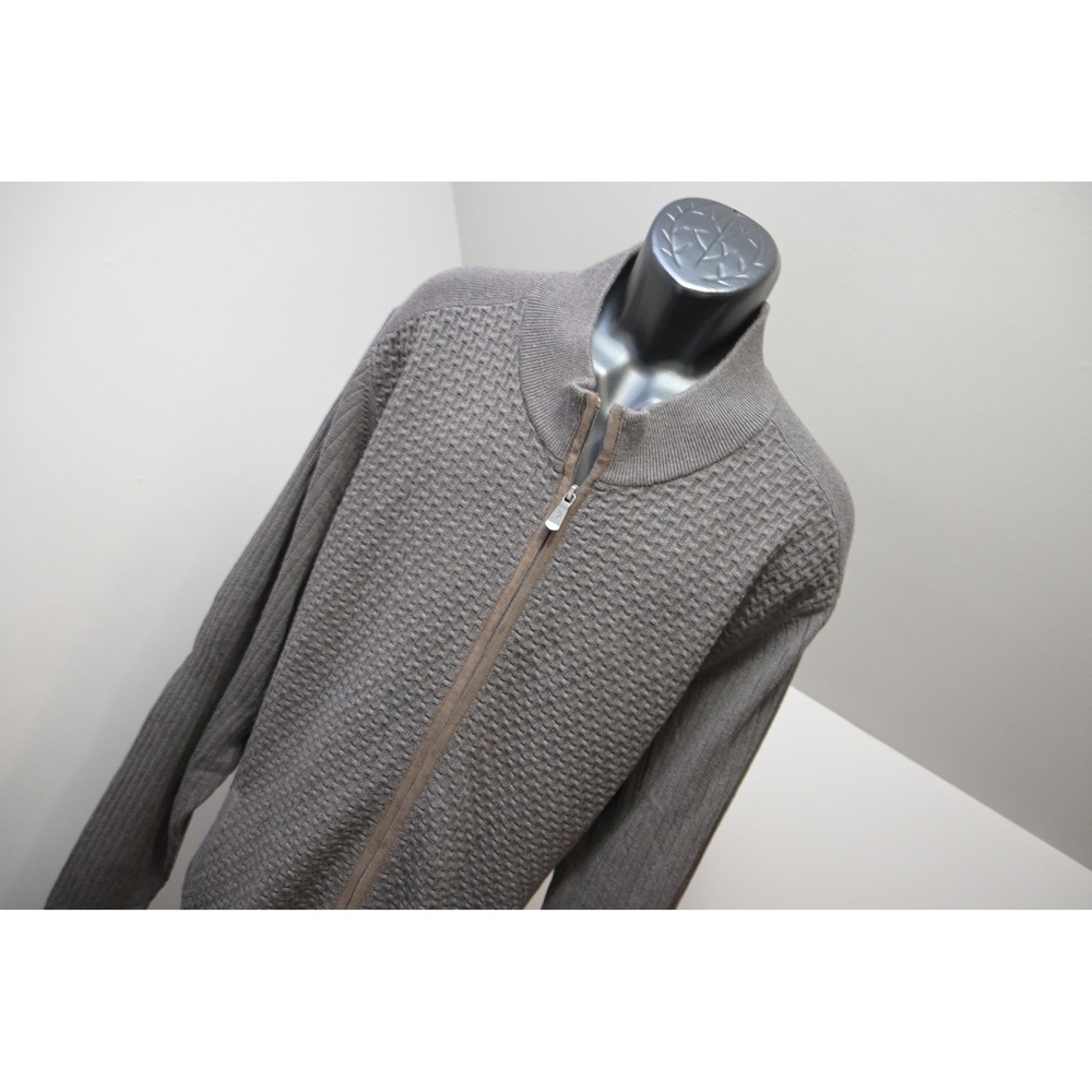 Tommy Bahama Full Zip Sweater Mens 3XLT Brown Textured Basketweave Knit Good - Picture 4 of 12
